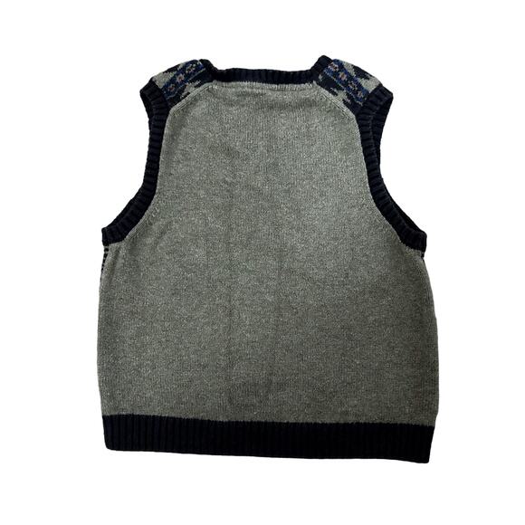 Janie and Jack Geometric Blue Gray V-Neck Sweater Vest Boys Size 5 - Picture 6 of 6